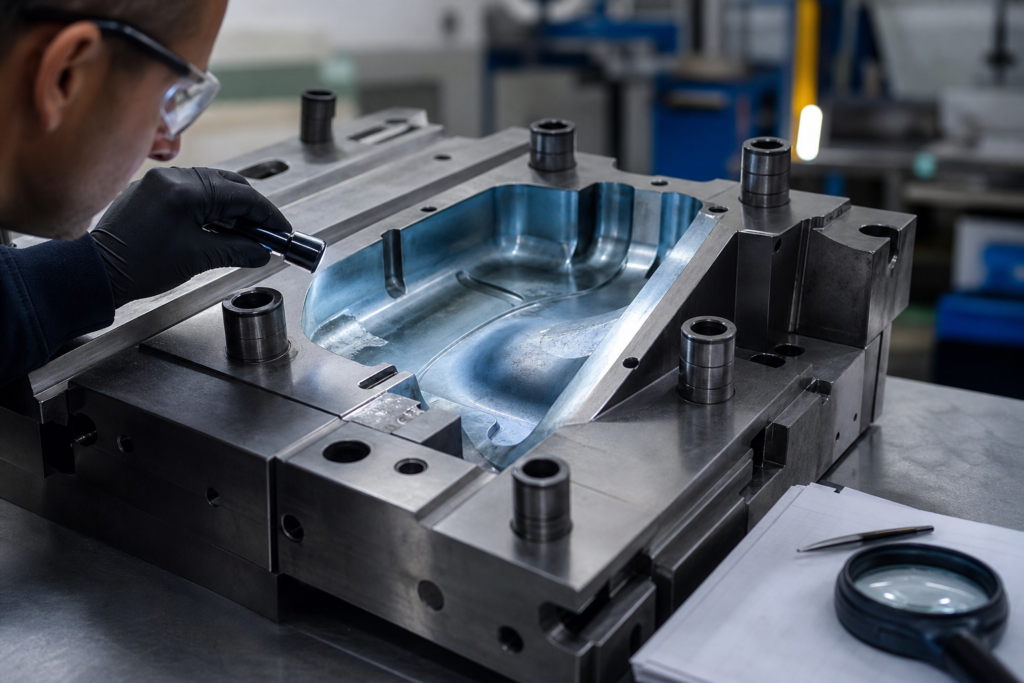 Which checks identify the root cause of plastic mold coating failures?